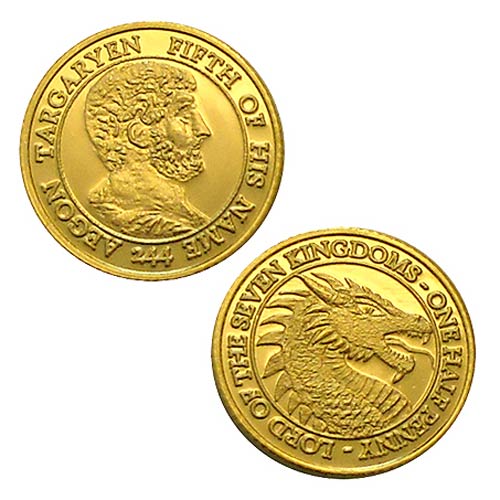 Game of Thrones Brass 1/2 Penny of Aegon V Targaryen Coin